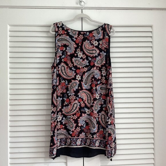J.Jill Womens XL Sleeveless Black & Red Paisley Pattern Top 100% Rayon - Picture 1 of 11